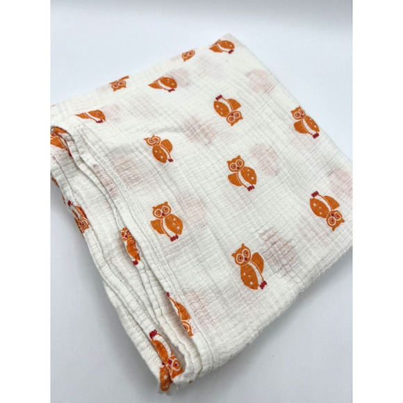 aden + anais Bedding Aden Anais Orange Owl Muslin Baby Swaddling